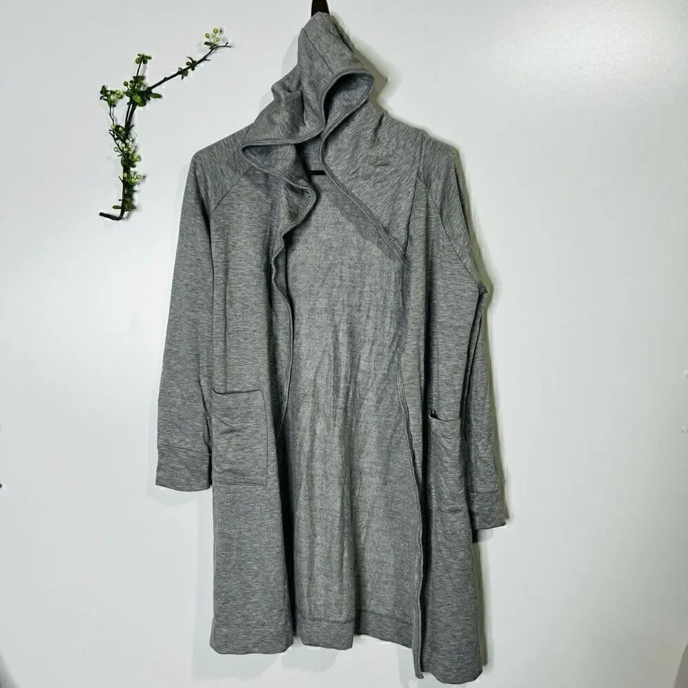 Go Couture Knit Hooded Duster Gray NWOT!